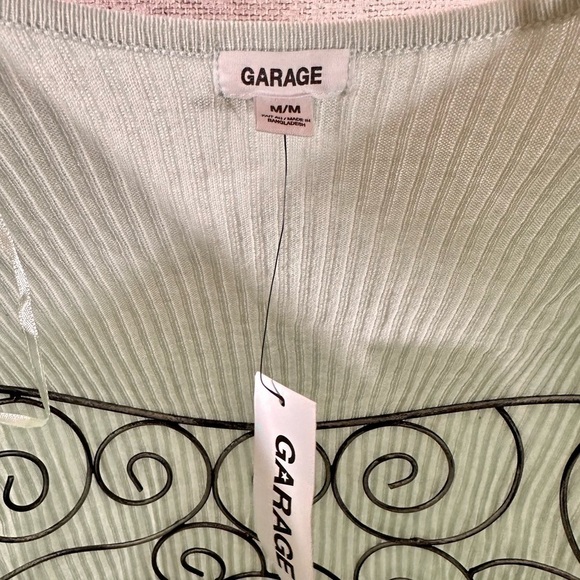 NWT Garage baby blue ribbed front tie cardigan size M - Picture 3 of 8